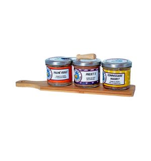 COIN COIN PAR MAISON LAZARTIGUES TRIO DE TERRINES ET SA PLANCHE DE SERVICE 100GRx3