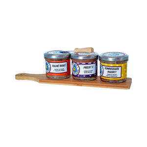 COIN COIN PAR MAISON LAZARTIGUES TRIO DE TERRINES ET SA PLANCHE DE SERVICE 100GRx3